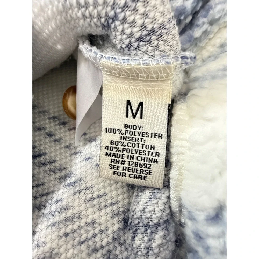 Madden Girl Kids Blue White Plaid Sherpa Hooded Fleece Jacket Size Medium New